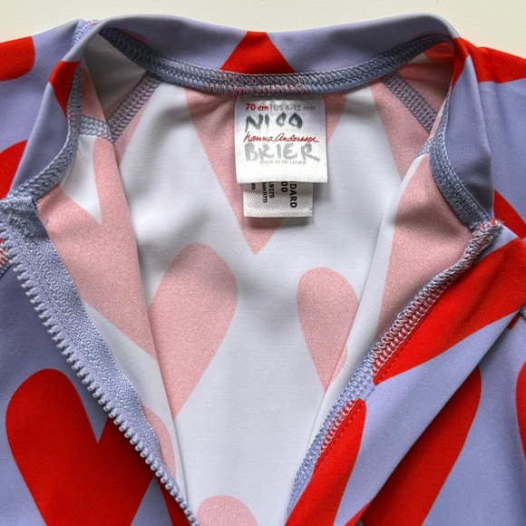 Hanna Andersson Baby Rashguard Suit - Hearts On Hearts On Sweet Lavender - 6-12M - Picture 9 of 13